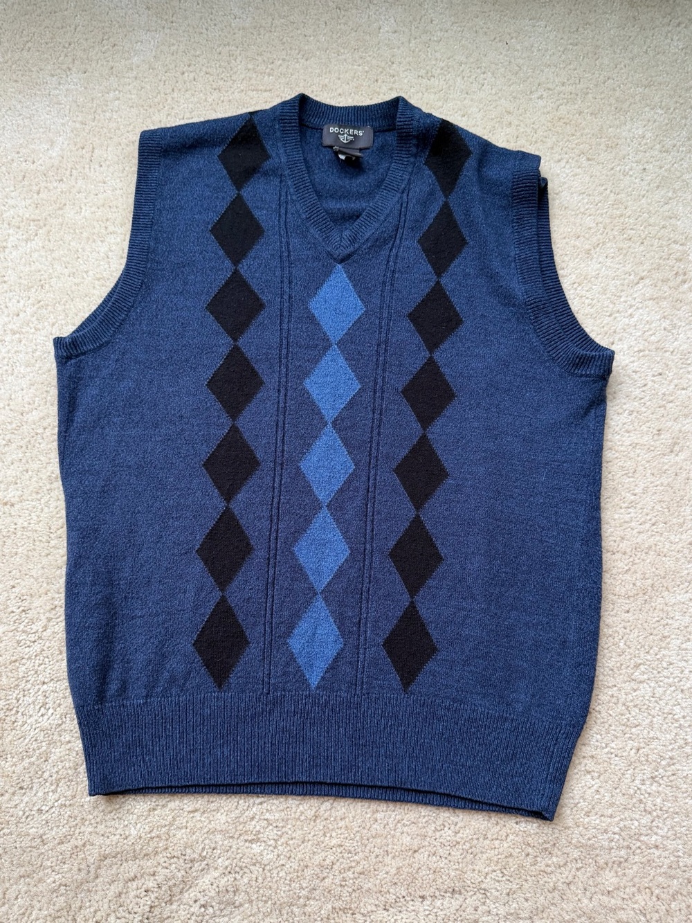 Dockers Men’s Blue Argyle Grandpa Sweater Vest - Size S - EUC - 100% Acrylic